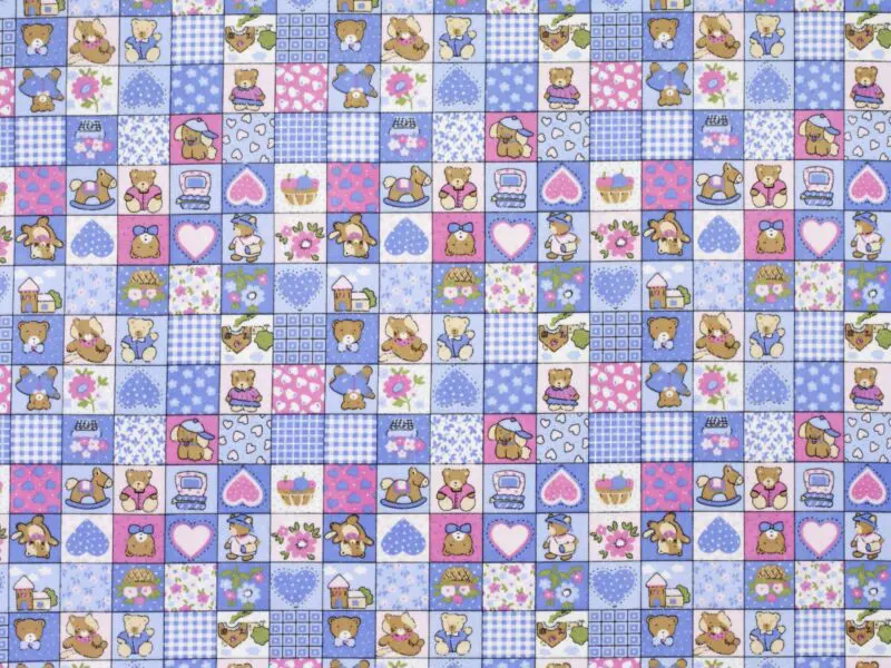 Flanelová látka medvídci patchwork metráž značky Škodák.