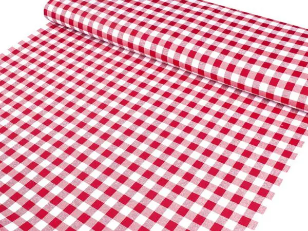 Kanafas Menorca červené káro metráž značky Škodák.