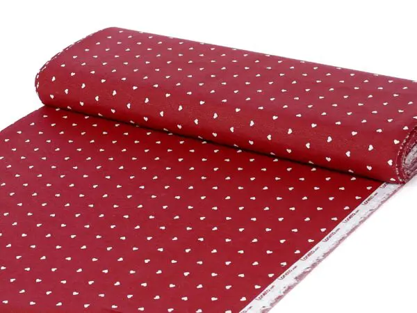 LONETA se vzorem bílá srdíčka metráž Škodák