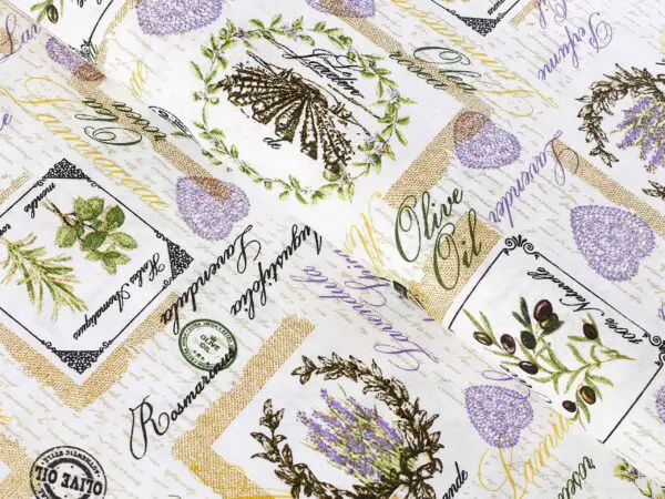 LONETA se vzorem levandule a koření metráž Škodák