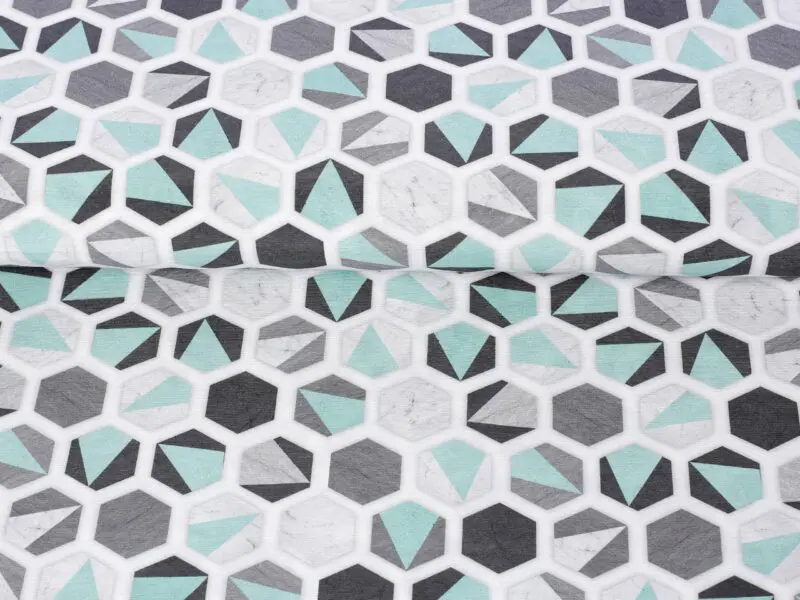 LONETA se vzorem mentolový hexagon metráž Škodák