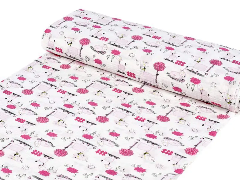 Krepová látka donkey pink metráž značky Škodák.