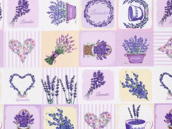 TEFLON se vzorem levandule srdíčko metráž Škodák