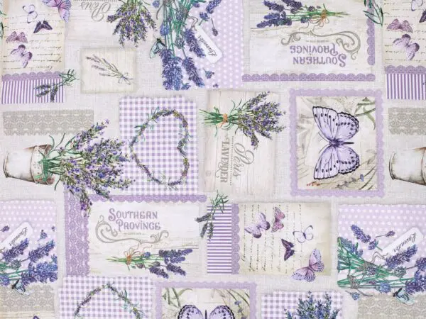 TEFLON se vzorem levandule s motýlem metráž Škodák