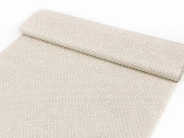 Bavlněná látka bílé puntíky na režné metráž značky Škodák.