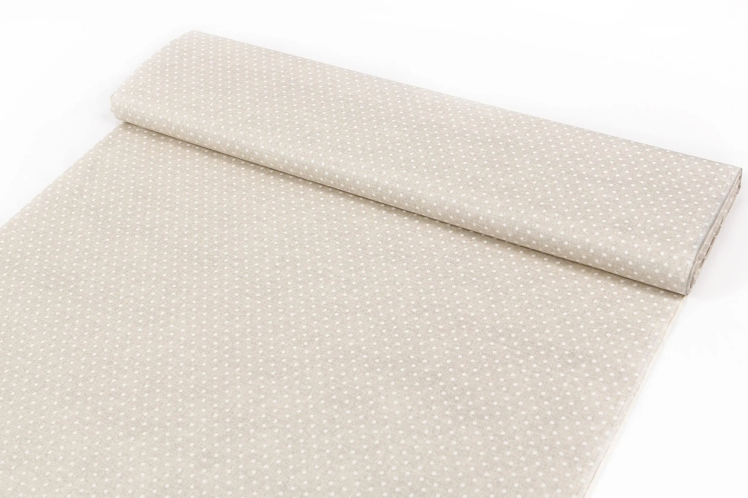 Bavlněná látka bílé puntíky na režné metráž značky Škodák.