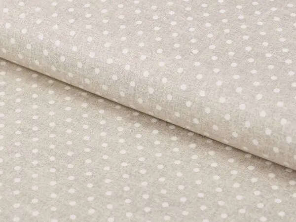 Bavlněná látka bílé puntíky na režné metráž značky Škodák.