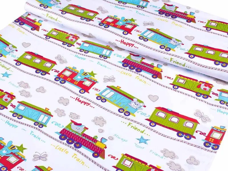 Bavlněná látka vláčci metráž značky Škodák.