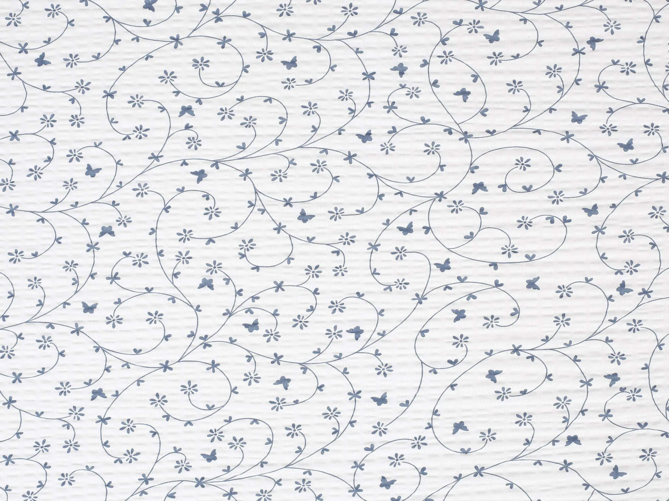 Krepová látka - Modří motýlci na bílé - metráž šířka 145 cm - Image 6