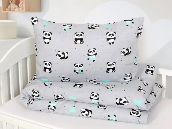 Bavlněné povlečení panda na šedé značky Škodák