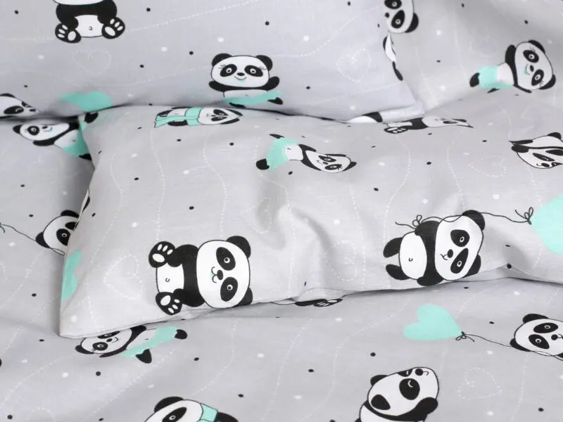 Bavlněné povlečení panda na šedé značky Škodák