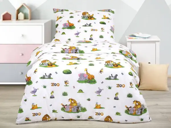 Bavlněné povlečení ZOO na bílé značky Škodák