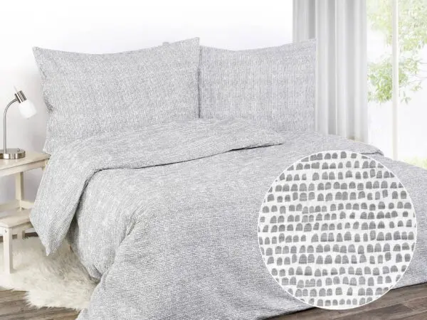 Krepové povlečení šedé zrníčka na bílé značky Škodák