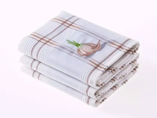 Vaflová utěrka česnek na bílém 45x70cm značky Škodák.