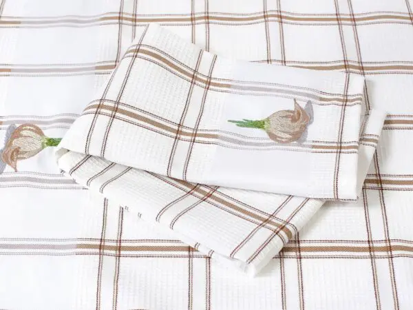 Vaflová utěrka česnek na bílém 45x70cm značky Škodák.