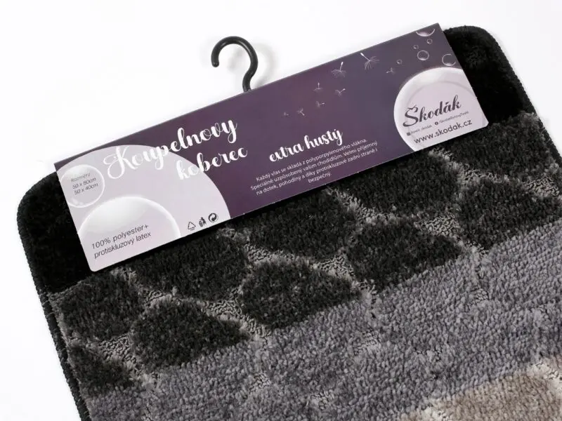 Dlouhochlupá koupelnová předložka / kobereček classic šedá značky Škodák