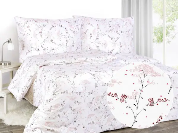 Bavlněné povlečení květ sakury na bílé značky Škodák
