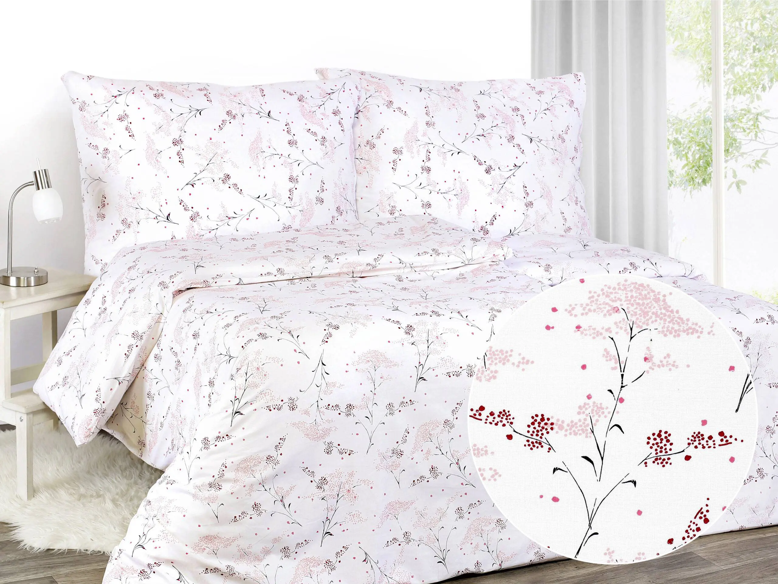 Bavlněné povlečení květ sakury na bílé značky Škodák