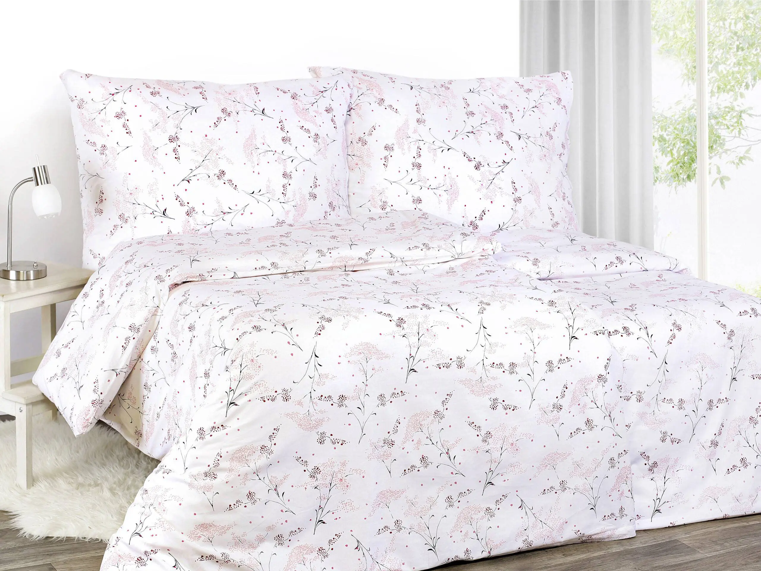 Bavlněné povlečení květ sakury na bílé značky Škodák