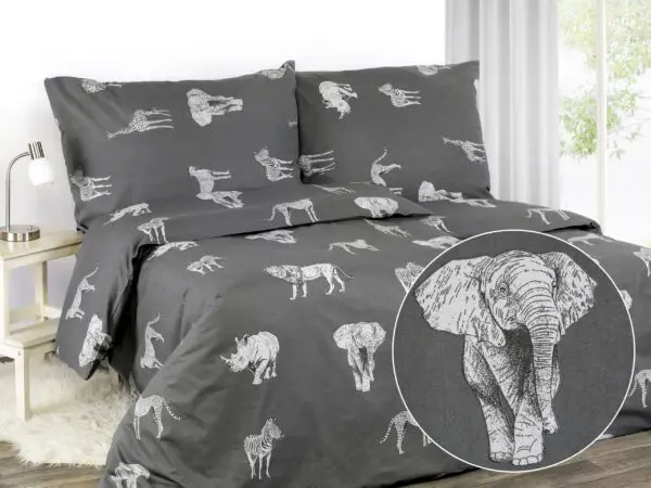Bavlněné povlečení safari na tmavě šedé značky Škodák