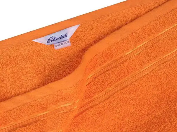 Froté ručník / osuška oranžová - s dvojitým pruhem značky Škodák.