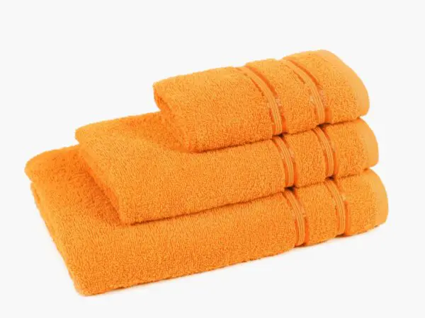 Froté ručník / osuška hnědo-oranžová - s dvojitým pruhem značky Škodák.