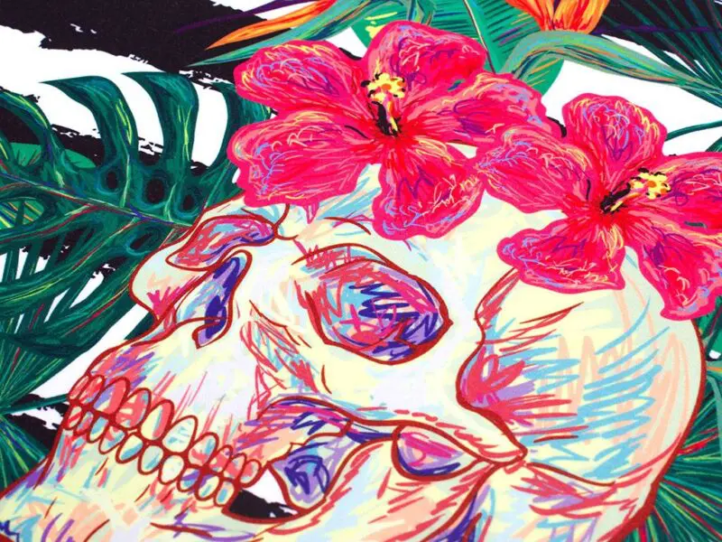 Návlek dekorativní potisk orchidej s lebkou značky Škodák