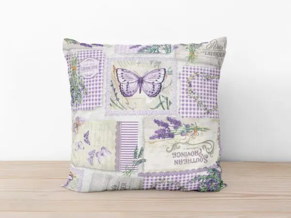 Bavlněný povlak na polštář levandule s motýlky na růžové značky Škodák