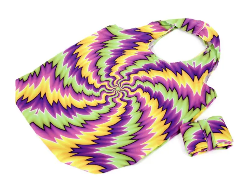 Nákupní taška psychedelic fialovo zeleno žlutá značky Škodák