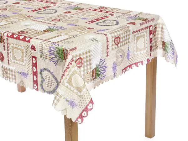 Hranatý teflonový ubrus - levandule patchwork
