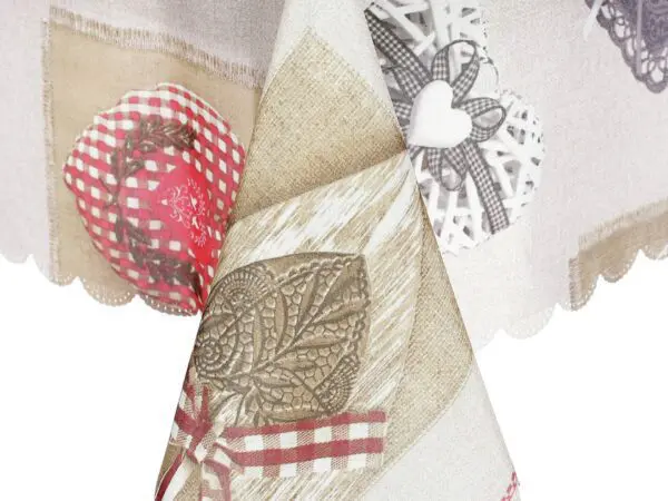Teflonový ubrus moderní vzor srdce patchwork hnědý značky Škodák