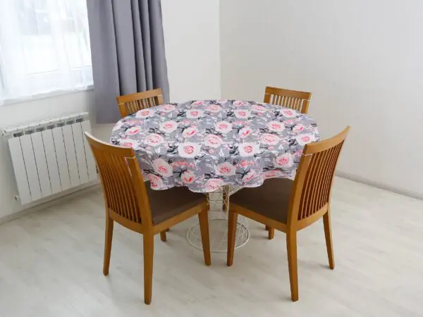 Bavlněný ubrus kulatý růže na šedé značky Škodák