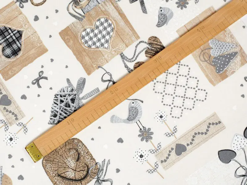LONETA se vzorem béžová srdíčka patchwork značky Škodák