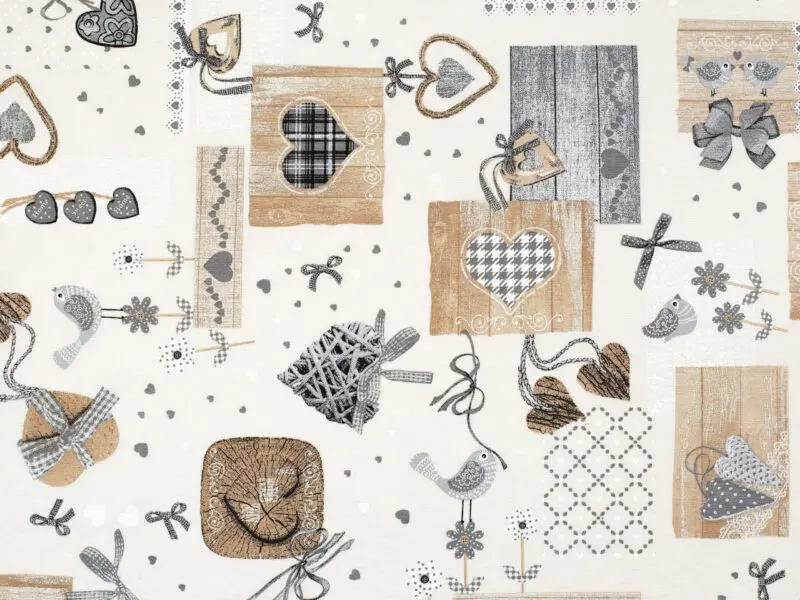 LONETA se vzorem béžová srdíčka patchwork značky Škodák