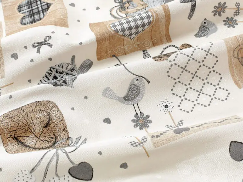 LONETA se vzorem béžová srdíčka patchwork značky Škodák