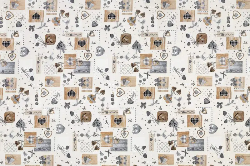 LONETA se vzorem béžová srdíčka patchwork značky Škodák