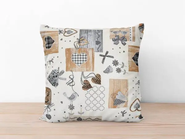 Povlak na polštář LONETA béžová srdíčka patchwork značky Škodák.
