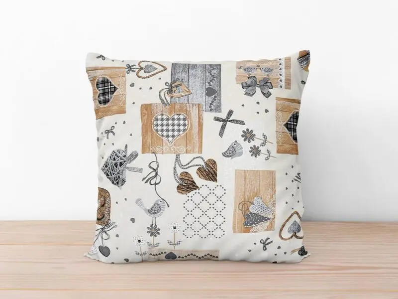 Povlak na polštář LONETA béžová srdíčka patchwork značky Škodák.