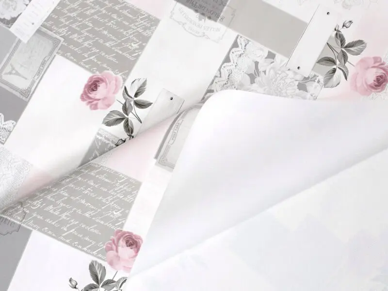 PVC ubrusovina růže patchwork na šedé značky Škodák.