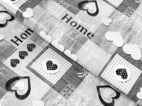 PVC ubrusovina šedý patchwork značky Škodák.