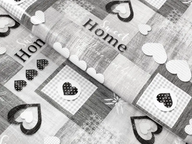 PVC ubrusovina šedý patchwork značky Škodák.