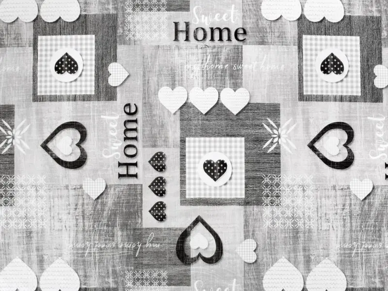 PVC ubrusovina šedý patchwork značky Škodák.