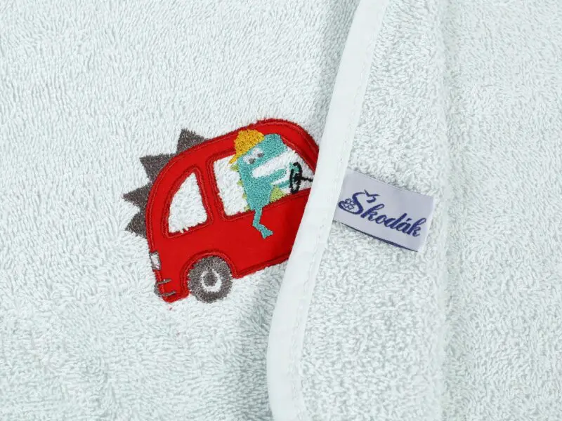 Bryndák pro děti froté auto LILI světle modrý značky Škodák