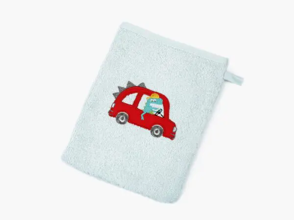 Dětská froté žínka LILI sv. modrá auto značky Škodák