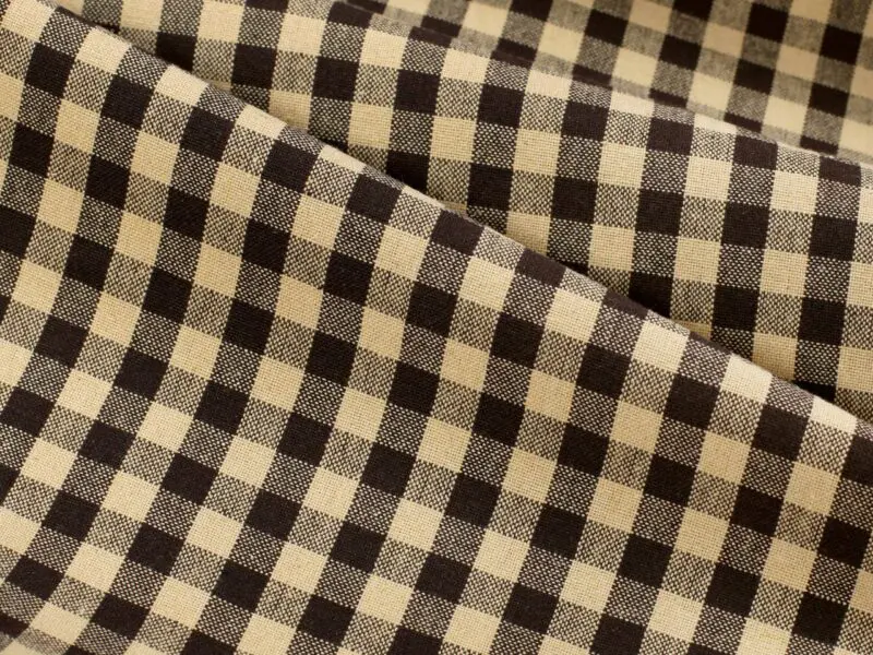 Zástěra Kanafas hnědo-béžové káro malé značky Škodák