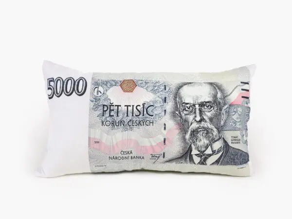 Polštář 3D bankovka 5000 Kč značky Škodák