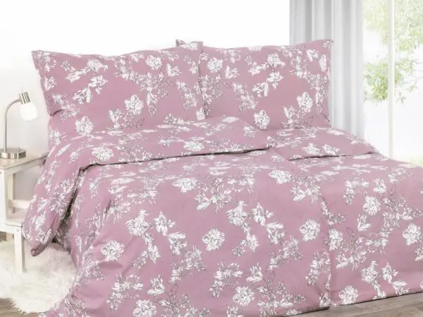 Flanelové povlečení lilie na starorůžové značky Škodák.