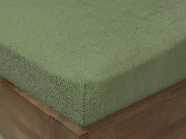 Dětské froté napínací prostěradlo khaki do postýlky značky Škodák