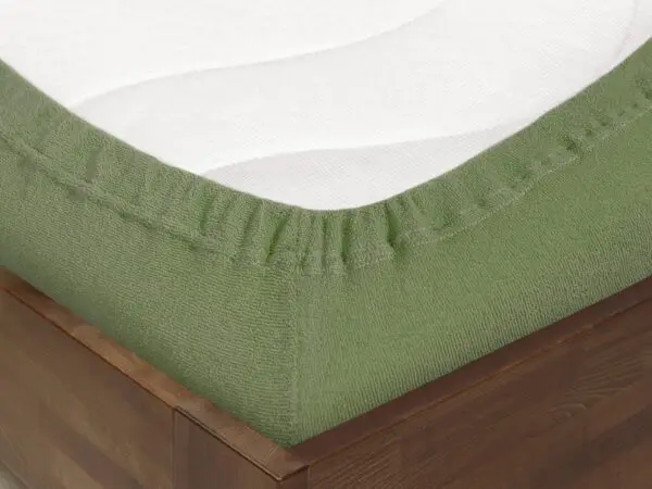 Dětské froté napínací prostěradlo khaki do postýlky značky Škodák