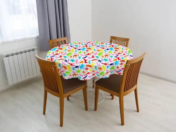 Kulatý bavlněný ubrus barevná ZOO značky Škodák
